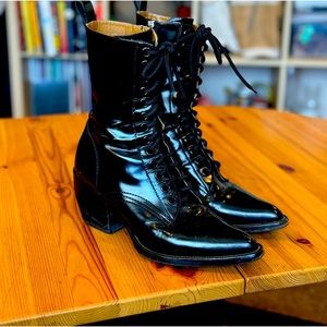 Chloe Rylee Glossed Leather Lace up boots